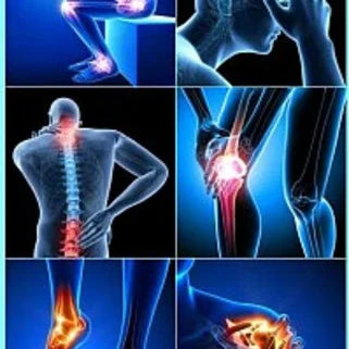 Différentes zones corporelles affectées par des douleurs, comme les articulations et le dos.