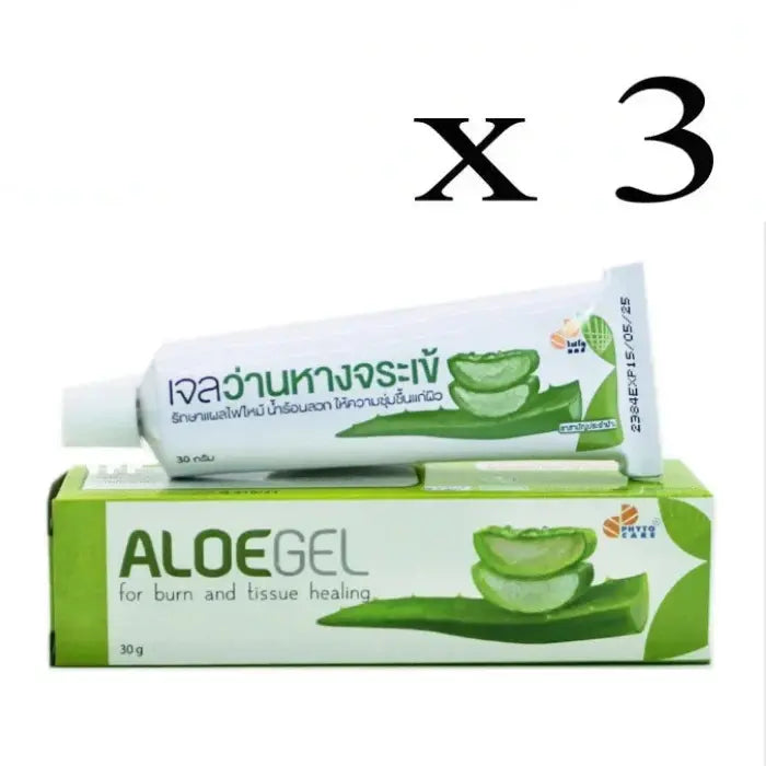 Trois tubes et emballage d'Aloe vera Gel PUR 30g à 87.399%, Brûlures, Acné, Cicatrices, Coup de Soleil
