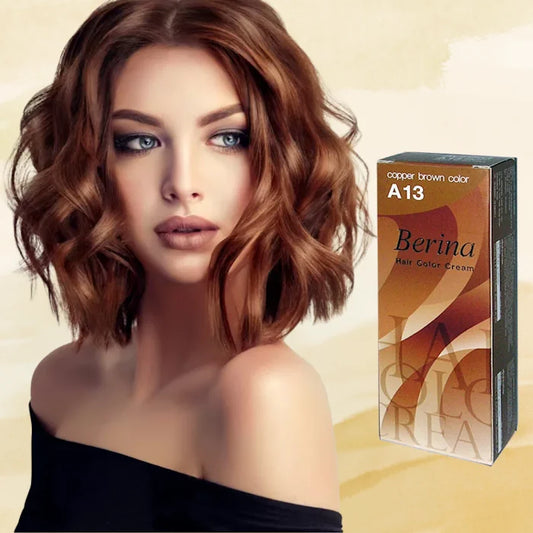 Coloration Berina A13 cuivre brun pour une chevelure éclatante et naturellement chaude.
