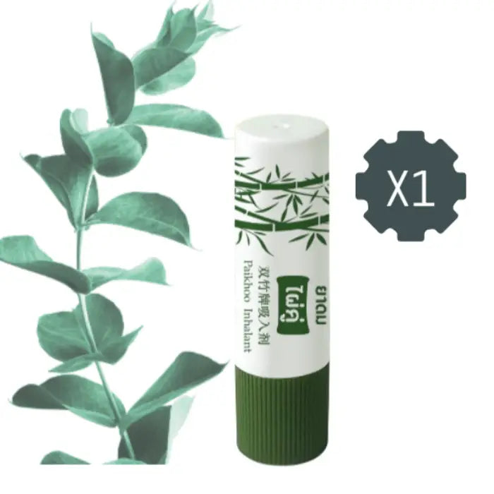 Stick inhalateur Thaïlandais Paikhoo vert, soulagement naturel grâce aux huiles essentielles d’eucalyptus et plantes.