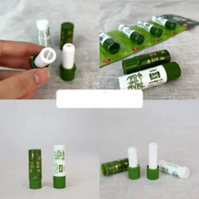 Inhalateur Stick Nasal 2 en 1, Senteur Menthol et Eucalyptus,mal de tete, 4 images différents avec visualisation du produit