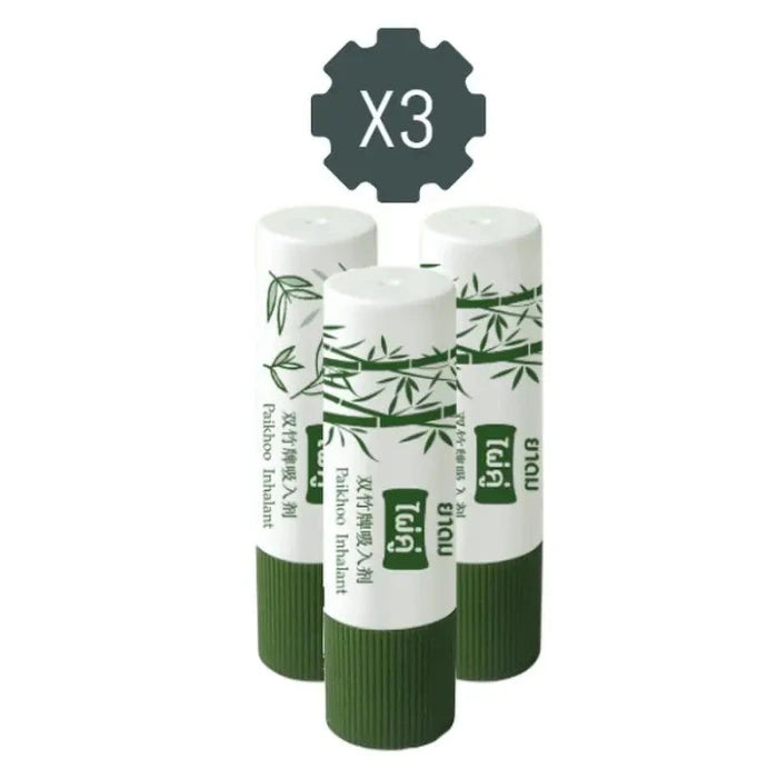 Inhalateur Stick Nasal Senteur Menthol et Eucalyptus, pack de 3 pces avec le chiffre 3 au dessus des 3 tubes