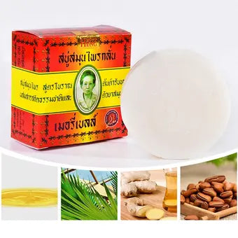 Savon traditionnel thaïlandais, ingrédients naturels comme noix de cajou, gingembre