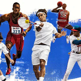 Des athlètes de différents sports en action, mettant en valeur la vitesse, la précision, la force et la concentration dans la compétition.