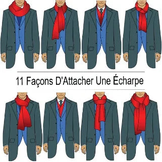 Illustration de différentes façons de nouer une écharpe avec un manteau