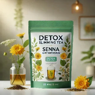 Thé détoxifiant pour la perte de poids, présenté dans une tasse raffinée, illustrant un mode de vie sain.