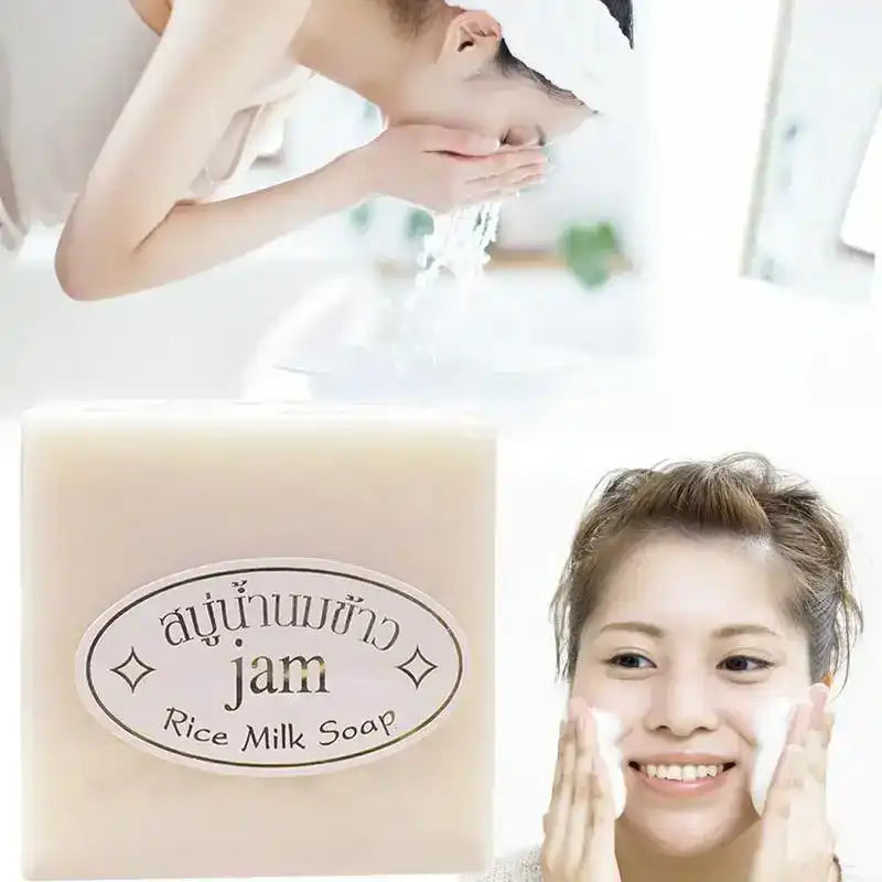 Savon au lait de riz pour une peau douce, éclatante et hydratée, idéal pour le visage.