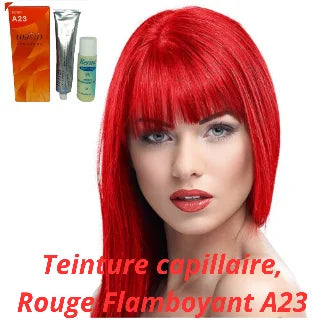 Coloration capillaire rouge vif couleur flamboyante A23 suggérée