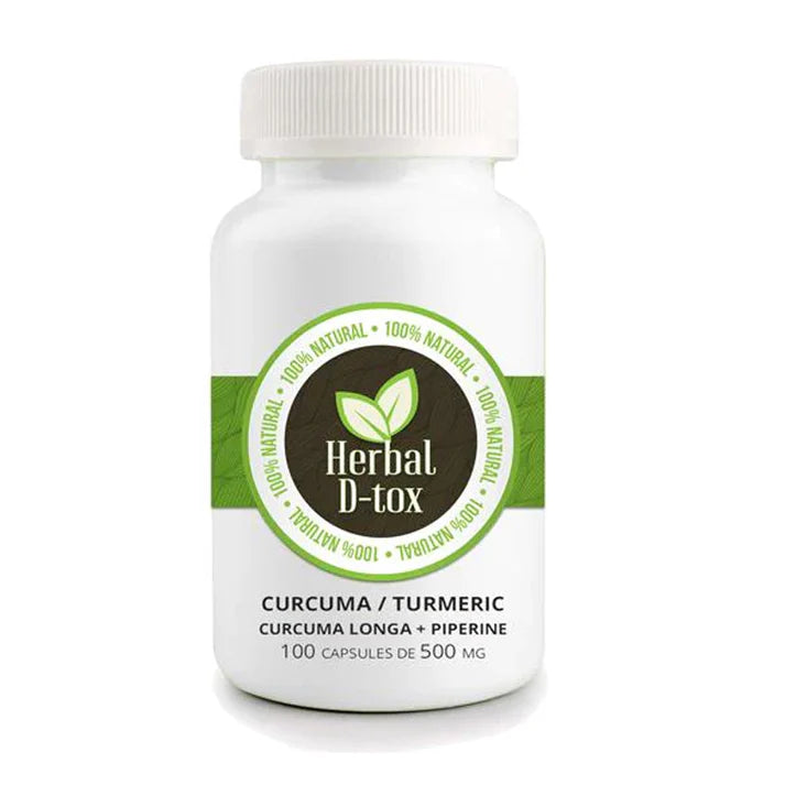Herbal D-tox Curcuma / Turmeric + 5% Piperine (Curcuma Longa + Piperine) - 100 capsules x 500mg