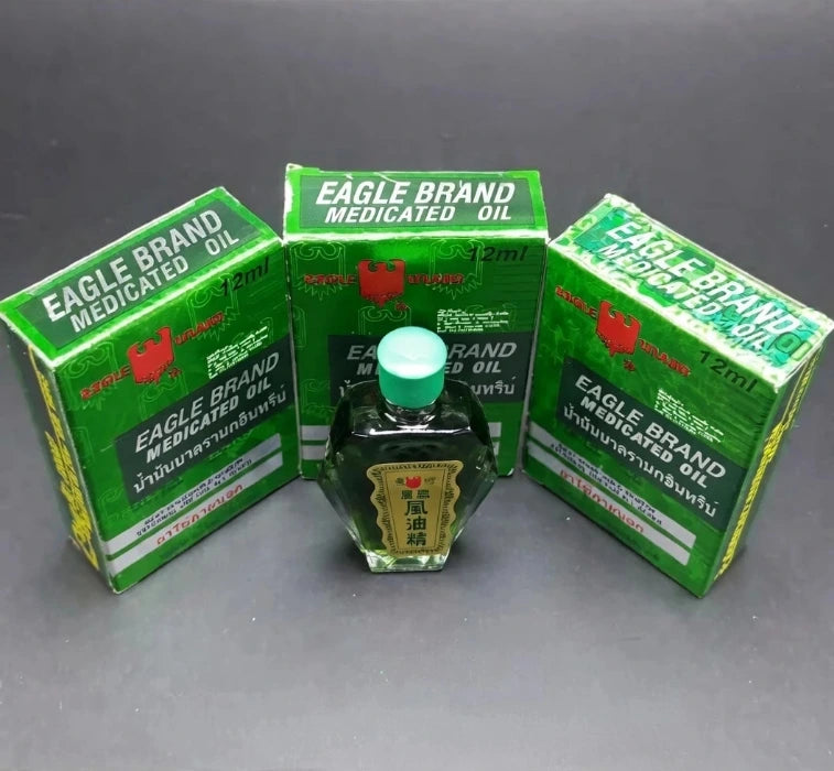 Lot de 3 boîtes et flacon lotion Eagle Brand ,huile médicinale verte 12 ml