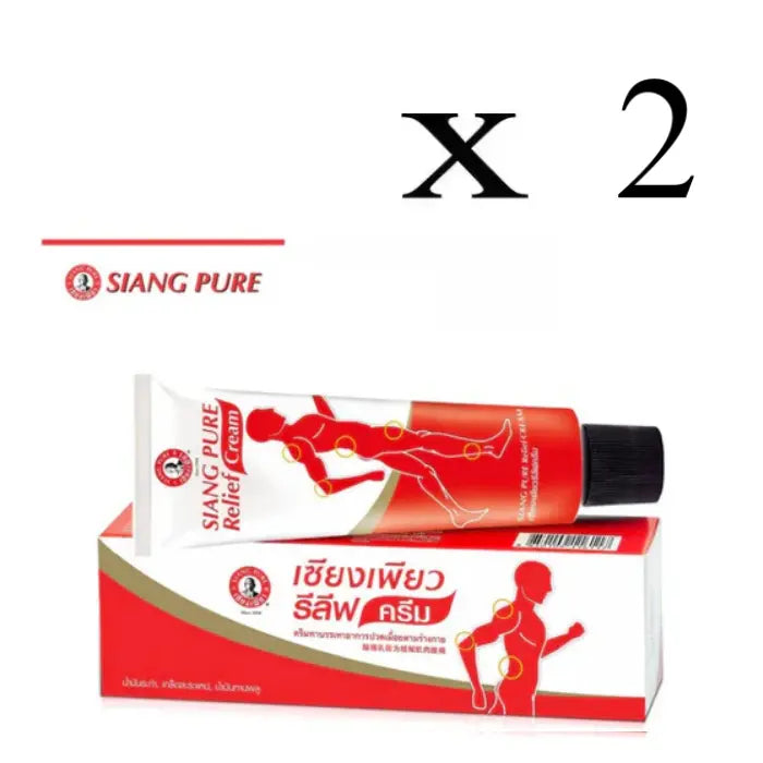 boite et tube de Siang Pure Cream pour soulager les douleurs musculaires .Lot de 2.