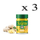 Pot de trois baumes Wangprom Herb avec une étiquette verte et jaune. Texte en thaï et en anglais mentionnant 'Compound Plai Balm Formula 2'. Étiquette illustrée de racines de gingembre et de curcuma, ingrédients naturels utilisés. Pot de 50 grammes, idéal pour soulager les douleurs musculaires.