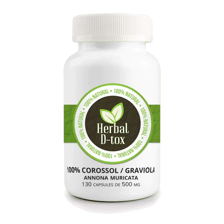 Annona Muricata (Corossol / Graviola) - Boite de 130 capsules de 500mg anticancer - Herbal D-tox