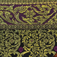 Chemin de Table en Tissu Couleur Violet avec Pompons Dorés - Nappe Décoration / Dessus de Lit. Motif Éléphants. 23x200cm.