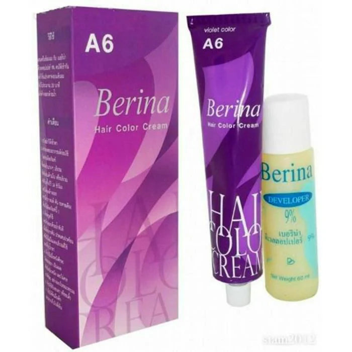 Teinture capillaire, Coloration des cheveux, Berina Violet A6, couleur + fixateur