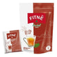 Sachet de thé Fitné Herbal Infusion, illustrant une femme mince et une tasse de thé.