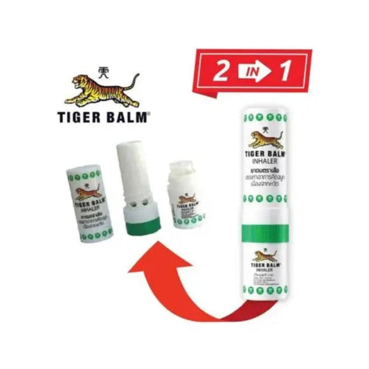 Baton Inhalateur Nasal de poche Baume du Tigre , illustration de 2 en 1 avec le logo de la marque tiger balm
