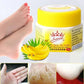 Baume hydratant Supreme pour talons, présenté avec des bananes et des images illustrant la réparation de la peau sèche et craquelée. L’image met en avant un soin nourrissant destiné à adoucir, lisser et protéger les pieds et les mains grâce à une formule riche et réparatrice.