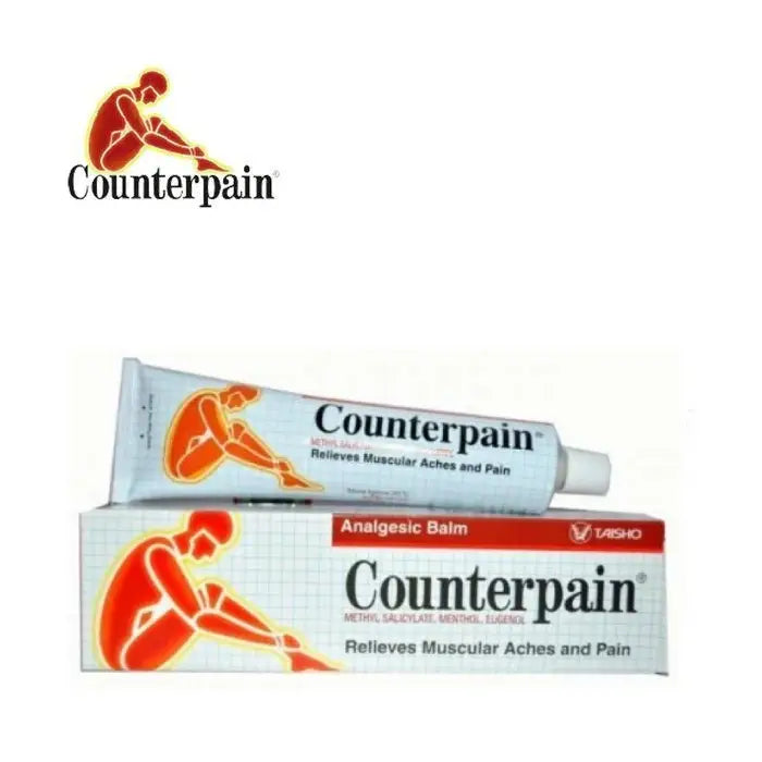 emballage et tube de counterpain chaude, logo counterpain dans le coin en haut a gauche