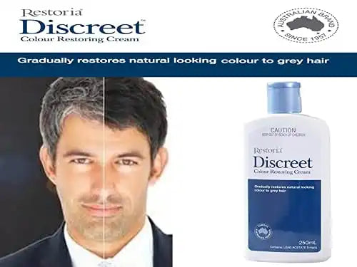 Restoria Discreet Crème Colorante, Restaure La Couleur Naturelle Des Cheveux Gris, Convient Pour Homme Et Femmes