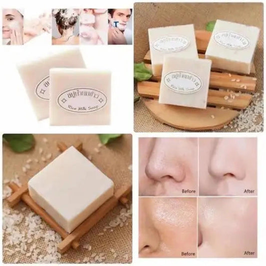 Savon artisanal au Lait de Riz, Eclaircissant et Hydratant, Produit de Thailande, 60g