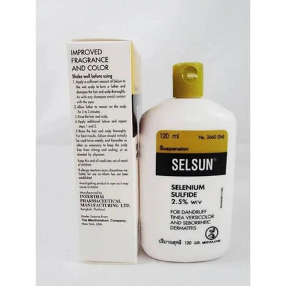 120 ml de shampooing antipelliculaire Selsun sulfure 2,5% dermatite fongique, Anti-pellicule, Anti-chute des cheveux  produit authentique, information dutilisation en anglais.