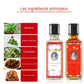 2 bouteilles d'Huile Siang Pure : une rouge et une blanche avec photo des ingrédients principaux.