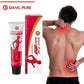 Crème Siang Pure Relief pour le soulagement des douleurs musculaires, avec un homme se tenant le cou et le bas du dos.