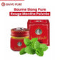 Baume Siang Pure Rouge Menthe Poivrée, avec une boîte et un pot de baume et des feuilles de menthe.