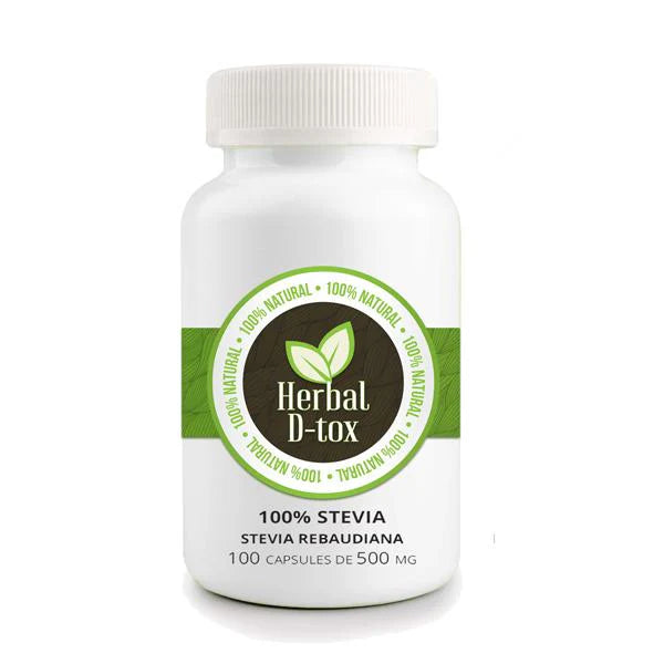 Stévia (Stevia Rebaudiana) - Boite de 100 capsules de 500mg - Herbal D-tox