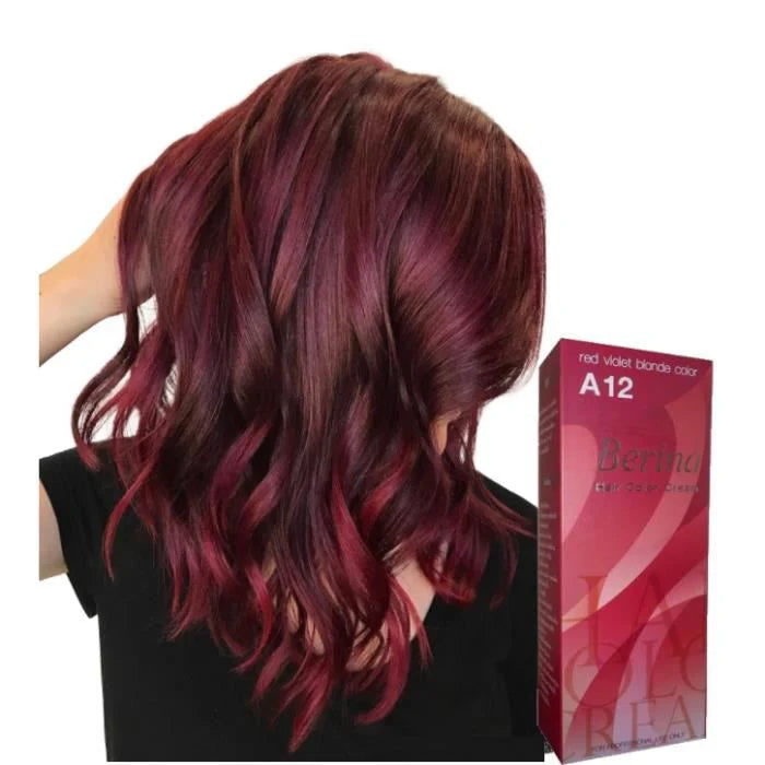 Teinture capillaire, Coloration des cheveux, Berina A12 rouge framboise