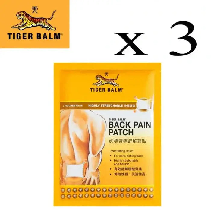 Le patch Tiger Balm pour le dos offrant un soulagement des douleurs lombaires, avec de la menthe.Lot de 3