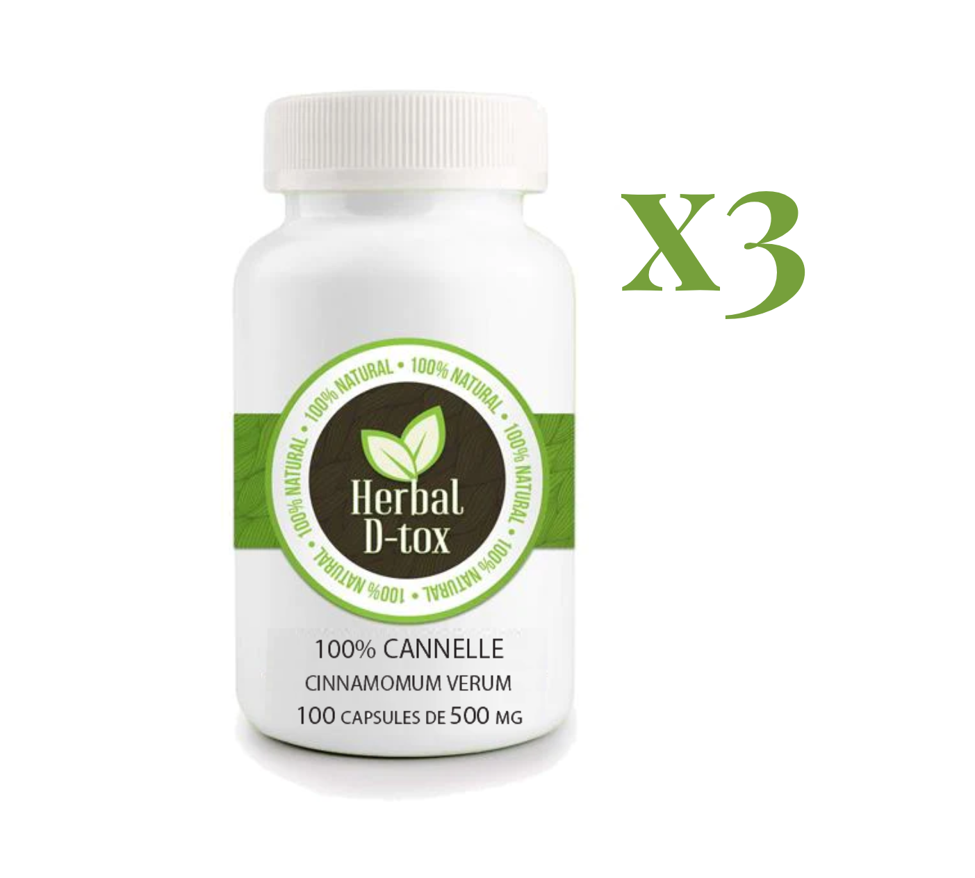 Cannelle (Cinnamomum verum) - Boite de 100 capsules de 500mg -  reduit la fatigue